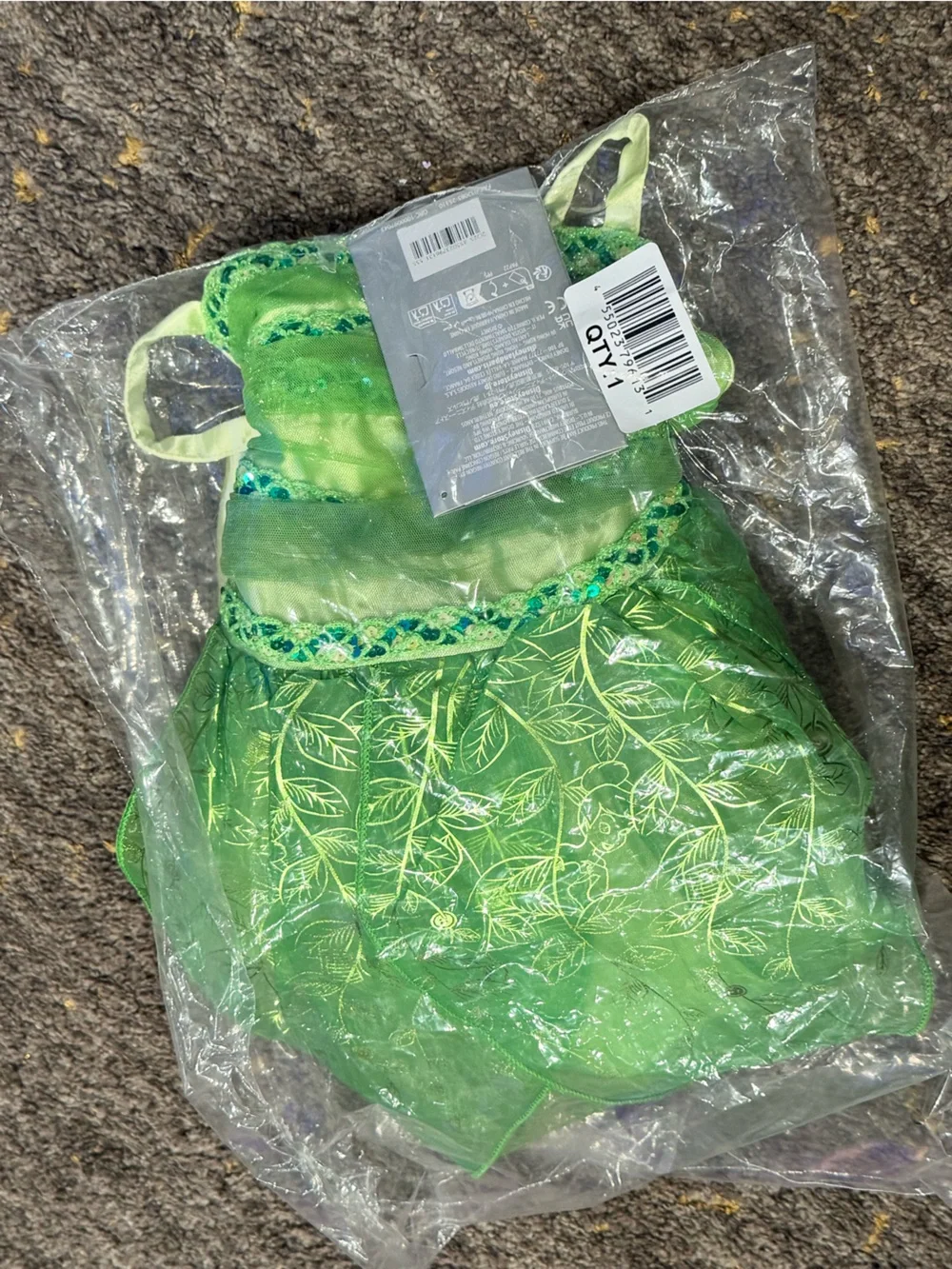Disney Parks Tinker Bell Green Kids Costume Dress size 3 NEW